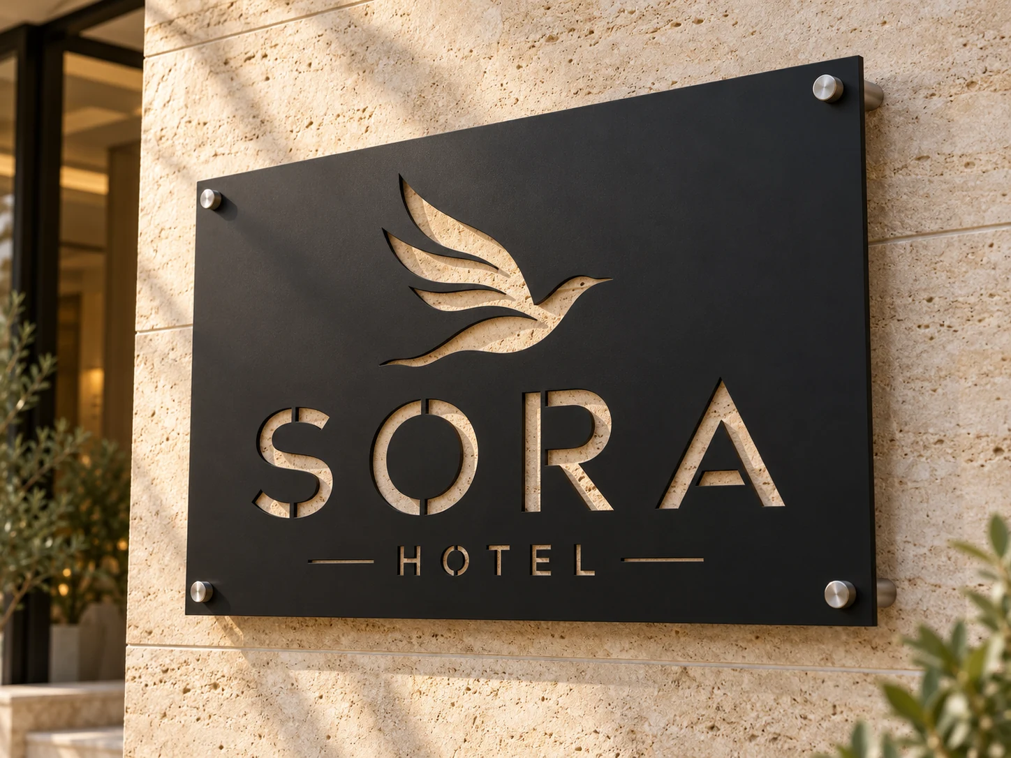 2D / 3D Hollow-Cut Sign — SORA / ARC product example