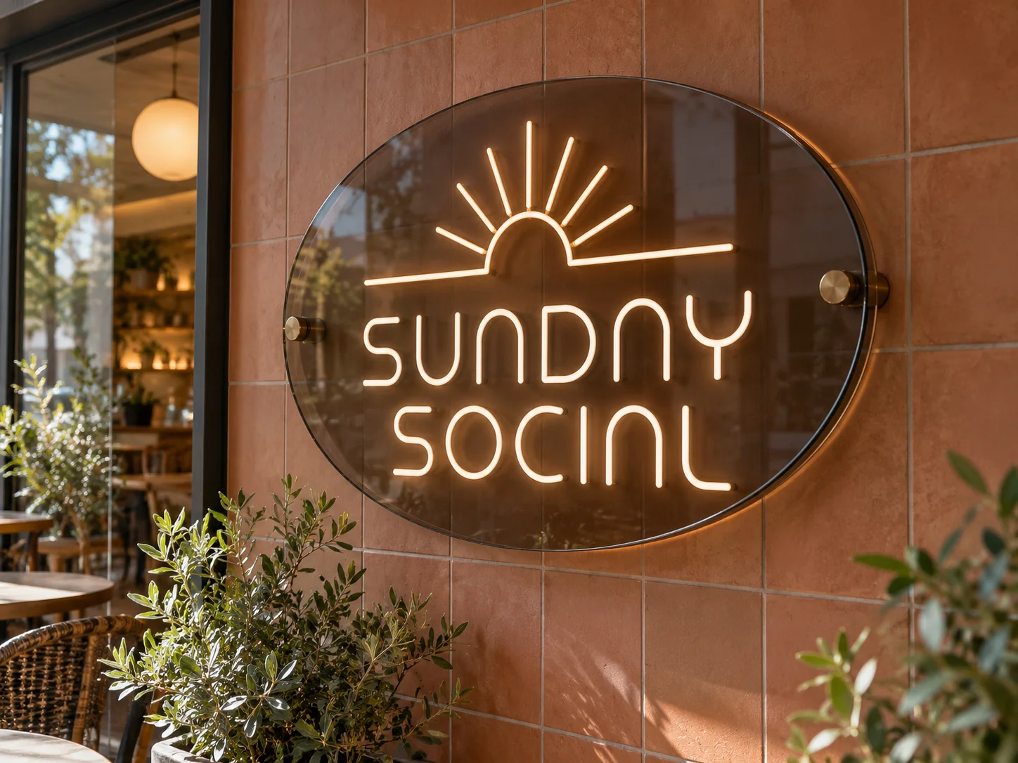 تصور تصميمي لـ لوحة نيون على أكريليك &mdash; SUNDAY SOCIAL